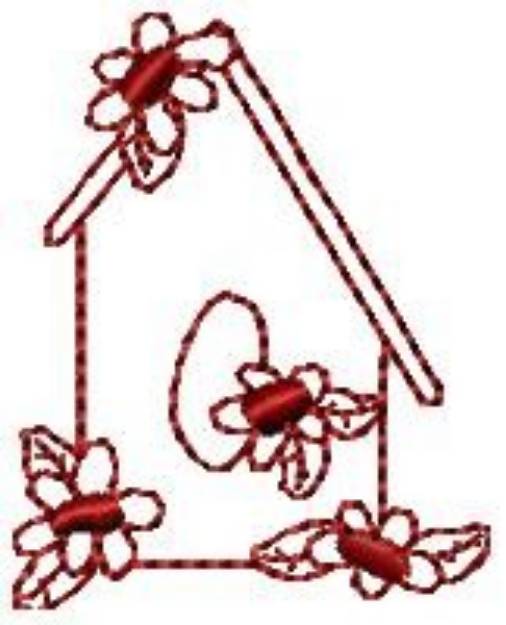 Picture of Floral Birdhouse Machine Embroidery Design