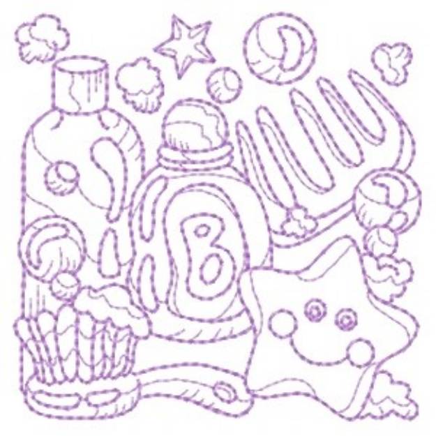 Picture of Outline Bath Time Machine Embroidery Design