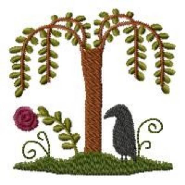 Picture of Willow Tree Bird Machine Embroidery Design