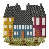 Primitive Houses Machine Embroidery Design
