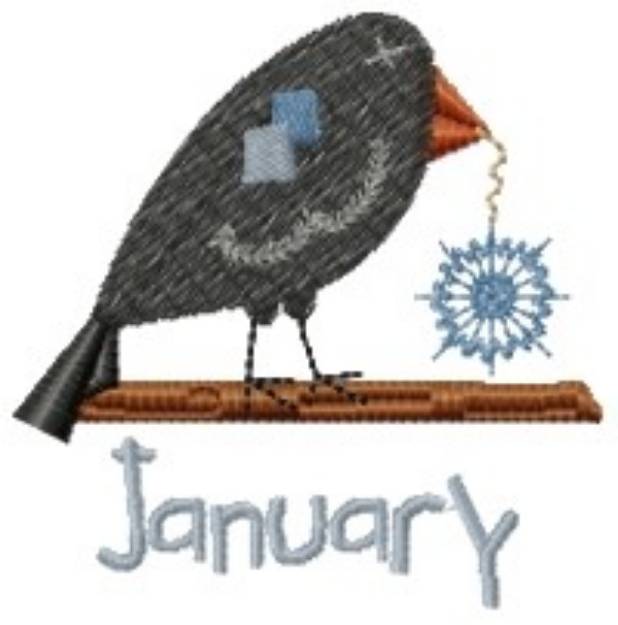 Picture of January Crow Machine Embroidery Design