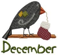 December Crow Machine Embroidery Design