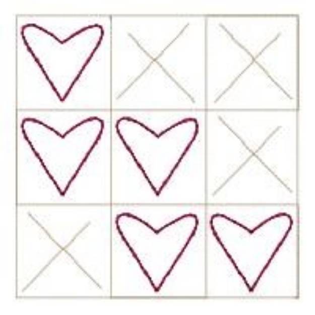 Picture of Tic Tac Toe Hearts Machine Embroidery Design