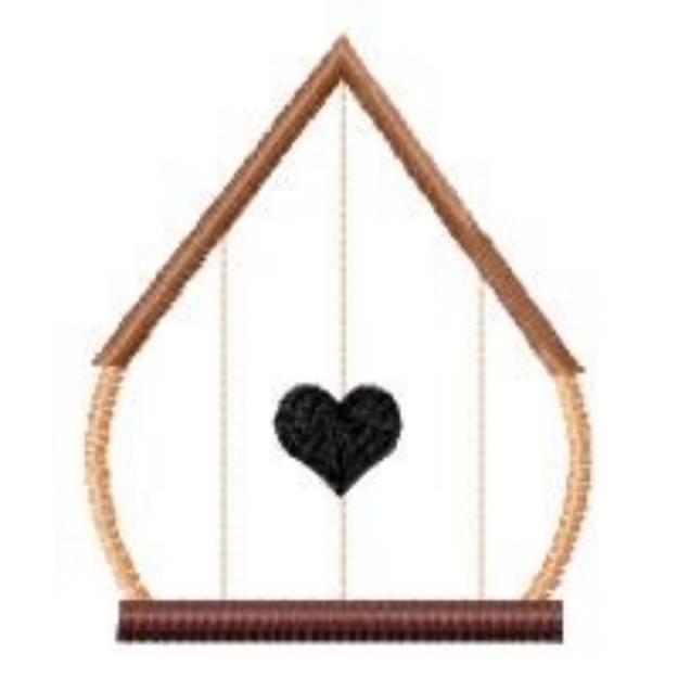 Picture of Heart Bird House Machine Embroidery Design