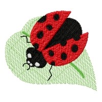 Ladybug Leaf Machine Embroidery Design
