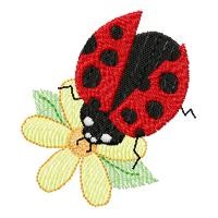 Ladybug Flower Machine Embroidery Design