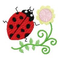 Ladybug Floral Machine Embroidery Design