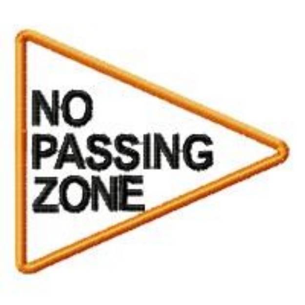 Picture of No Passing Zone Machine Embroidery Design