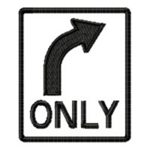Picture of Right Turn Only Machine Embroidery Design
