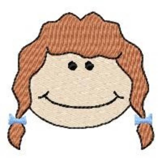 Picture of Girl In Pigtails Machine Embroidery Design