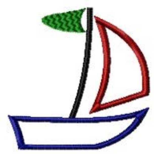Picture of Outline Sailboat Machine Embroidery Design