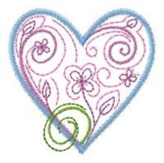 Picture of Heart Flowers Machine Embroidery Design