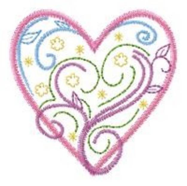 Picture of Swirl Heart Machine Embroidery Design