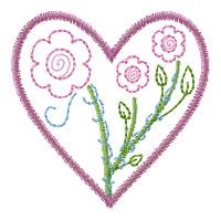 Flowers In Heart Machine Embroidery Design