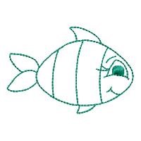 Cartoon Fish Outline Machine Embroidery Design
