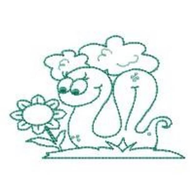 Picture of Snake & Sunflower Outline Machine Embroidery Design