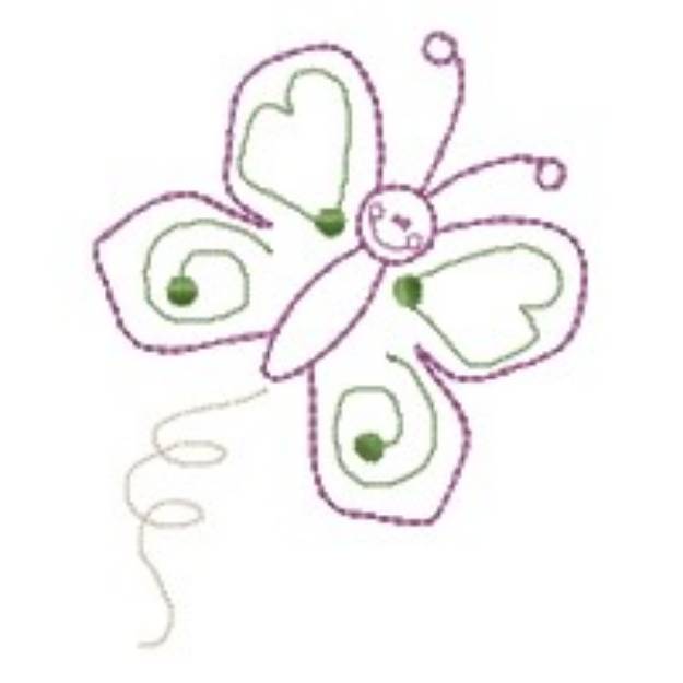Picture of Whimsical Butterfly Outline Machine Embroidery Design