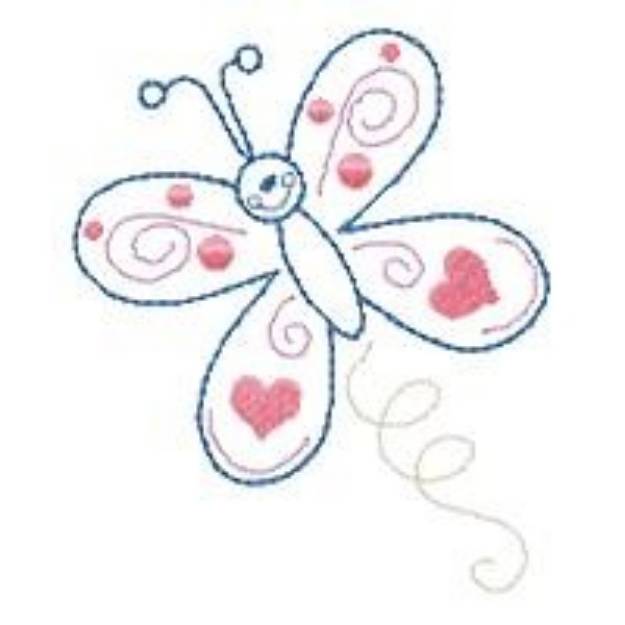 Picture of Happy Whimsical Butterfly Outline Machine Embroidery Design