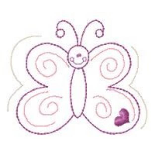 Picture of Purple Butterfly Outline Machine Embroidery Design