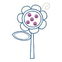 Whimsical Floral Outline Machine Embroidery Design