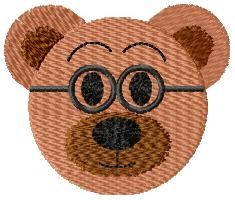 Studious Teddy Bear Face Machine Embroidery Design