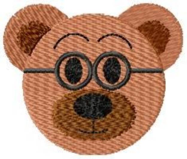 Picture of Studious Teddy Bear Face Machine Embroidery Design