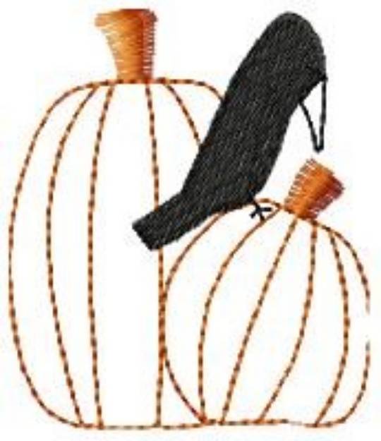Picture of Halloween Pumpkins & Crow Machine Embroidery Design