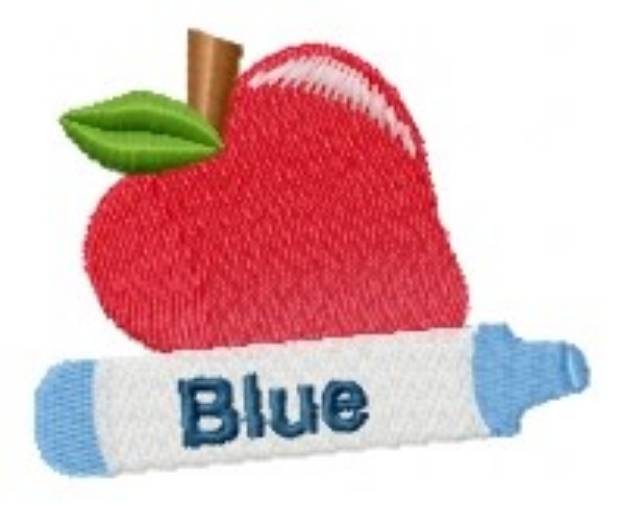 Picture of Apple & Blue Crayon Machine Embroidery Design