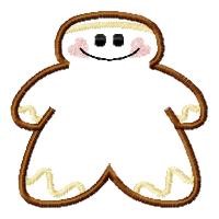 Smiling Gingerbread Applique Machine Embroidery Design