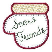 Snow Friends Mitten Machine Embroidery Design
