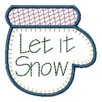 Let It Snow Mitten Machine Embroidery Design
