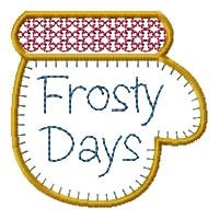 Frosty Days Mitten Machine Embroidery Design