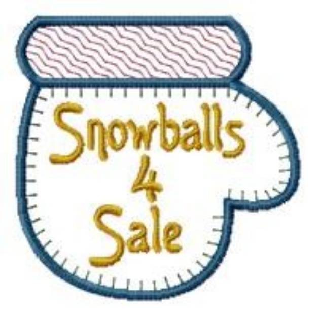 Picture of Snowballs For Sale Mitten Machine Embroidery Design