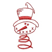 Redwork Spingy Snowman Machine Embroidery Design