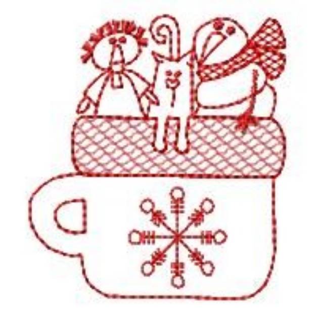 Picture of Redwork Christmas Characters Machine Embroidery Design