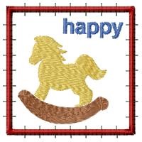 Happy Christmas Rocking Horse Machine Embroidery Design