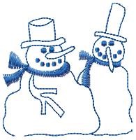 Winter Snowmen Outline Machine Embroidery Design