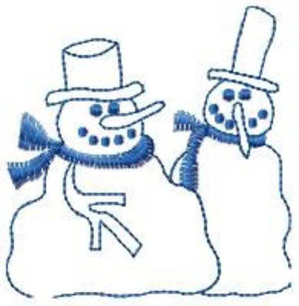 Picture of Winter Snowmen Outline Machine Embroidery Design