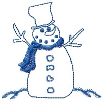 Happy Snowman Outline Machine Embroidery Design