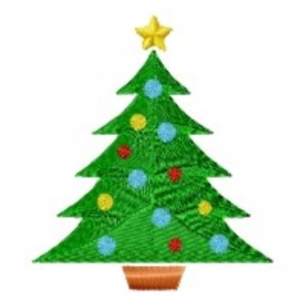 Picture of Christmas Tree & Ornaments Machine Embroidery Design