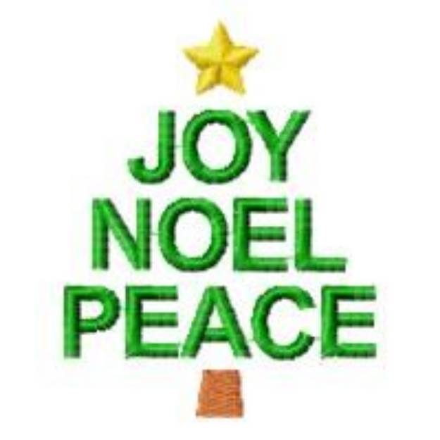 Picture of Joy Noel Peace Christmas Tree Machine Embroidery Design