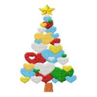 Christmas Tree Of Hearts Machine Embroidery Design