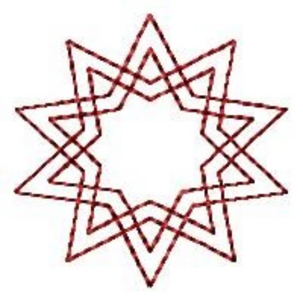 Picture of Spirograph Star Redwork Machine Embroidery Design