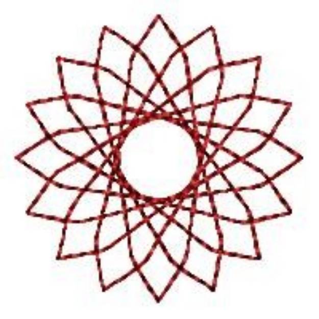 Picture of Redwork Floral Spirograph Machine Embroidery Design