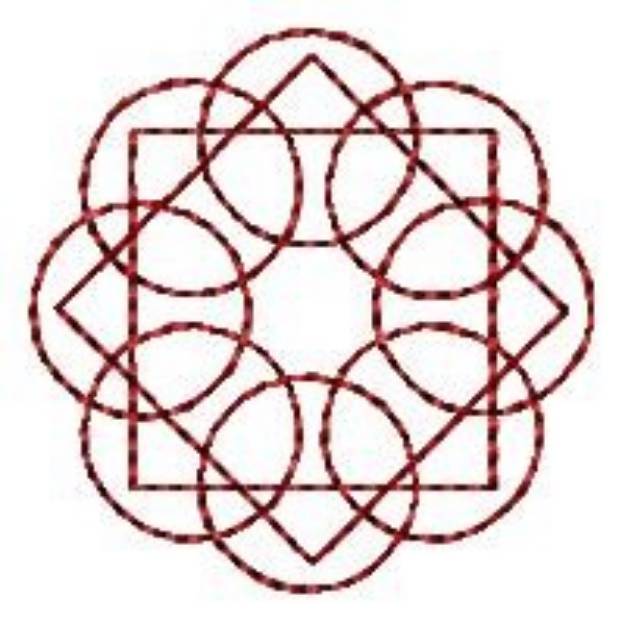 Picture of Geometric Spirograph Redwork Machine Embroidery Design