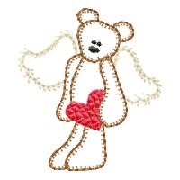Teddy Bear Angel Outline Machine Embroidery Design