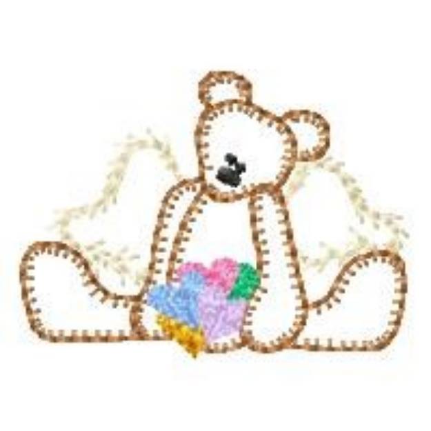 Picture of Valentine Teddy Angel Outline Machine Embroidery Design