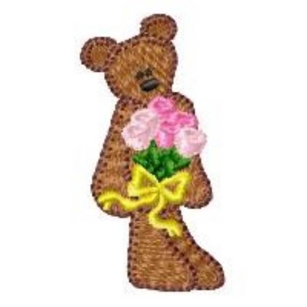 Picture of Teddy Bear & Flowers Machine Embroidery Design