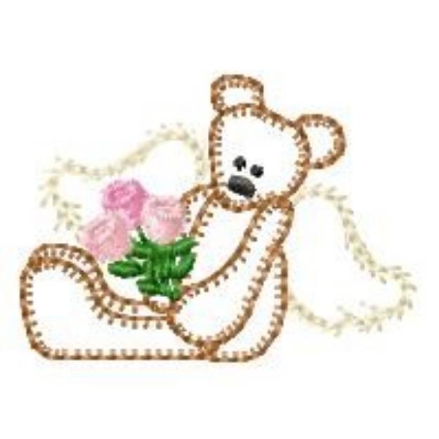 Picture of Angelic Teddy Bear Outline Machine Embroidery Design
