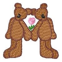 Loving Teddy Bear Couple Machine Embroidery Design